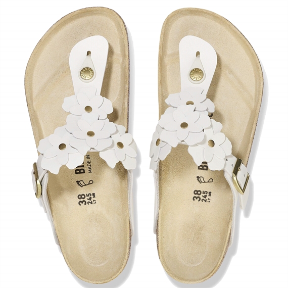Birkenstock Gizeh Flower Embellishment Sandaler, Hvid
